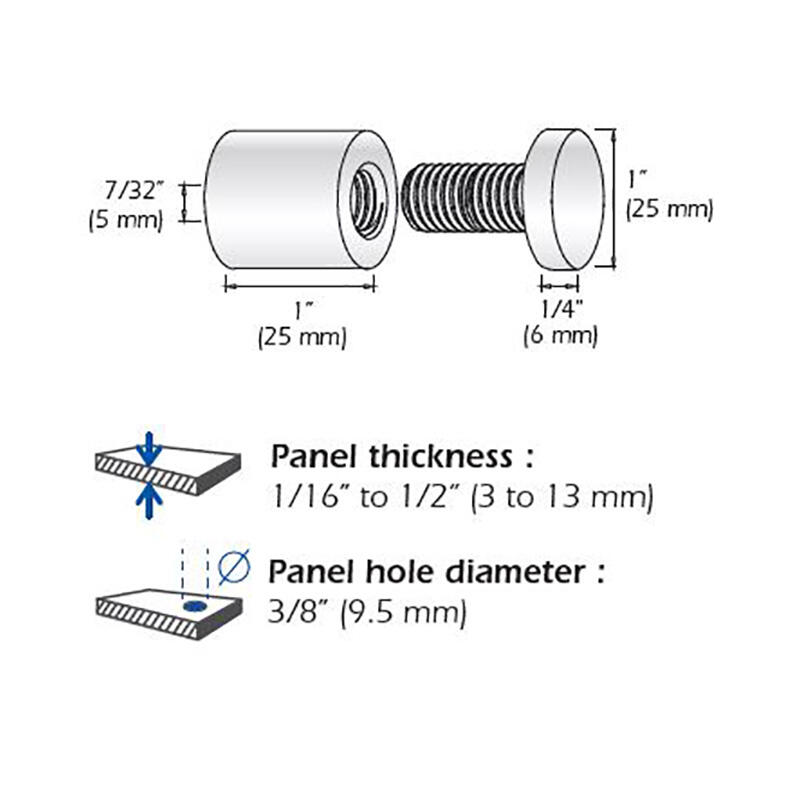Acrylic Threaded Standoffs ∅ 25mm (1″) Projection 25mm (1″) Mustang Standoffs